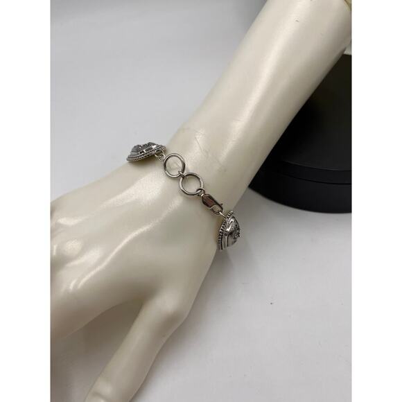 Sterling Silver INDIA PJC Black Druzy Quartz Braided Link Chain Bracelet - Picture 6 of 10